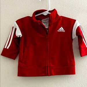 🦋 Baby Adidas Bold Red and White Track Jacket infant boy size 3 months